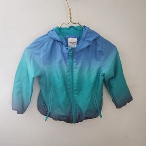 Cat & Jack Kids Hooded Ombre Windbreaker Jacket Blue Green Size XS